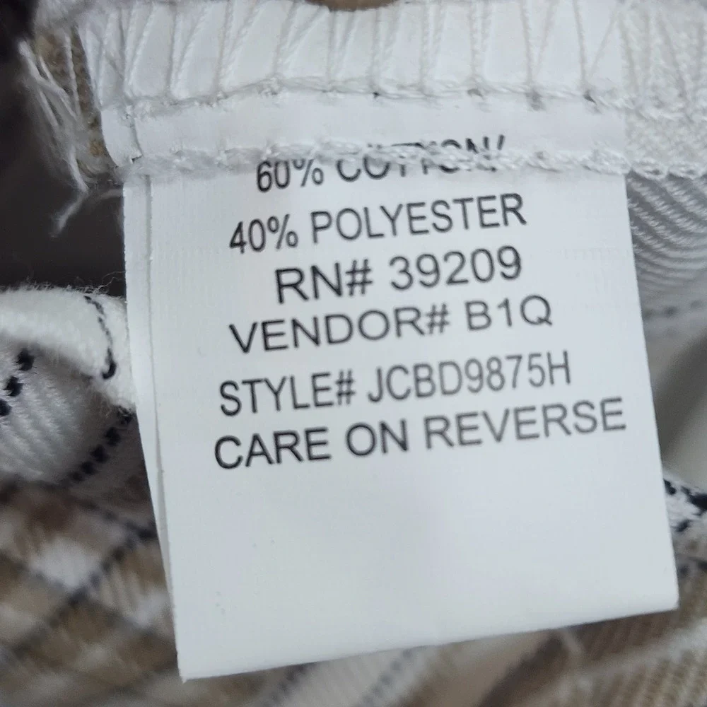 Burnside Plaid Shorts White‎ Tan Khaki JCBD9875H Mens 40 NEW